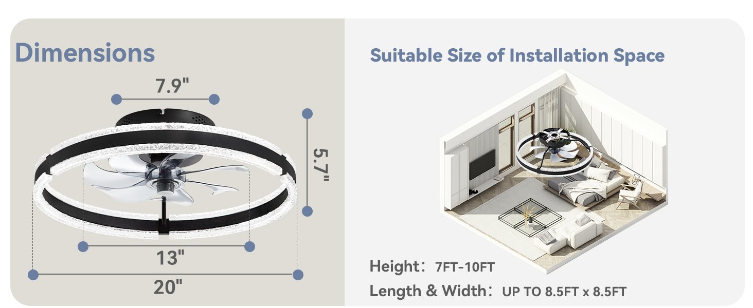 Diamonds ceiling fan with light