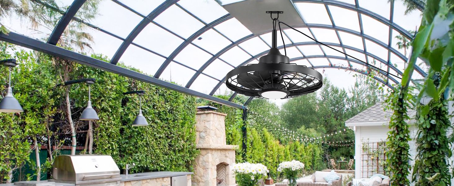 LEDIARY 20" Outdoor Ceiling Fans with Lights and Remote Control