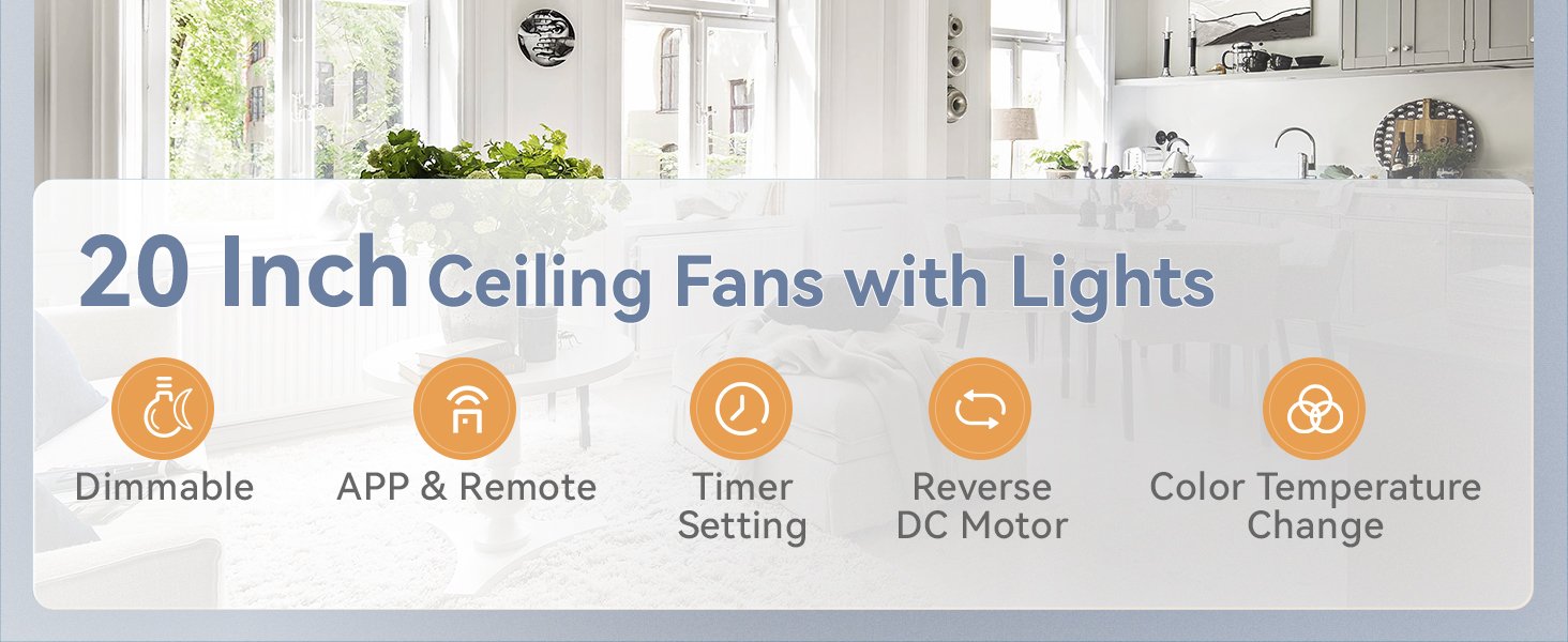 LEDIARY bedroom ceiling fans