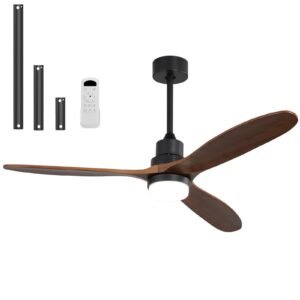 60" Ceiling Fan No Light, Smart Ceiling Fans Without Lights, Work with Alexa/Google, Reversible DC Motor, 6 Speed