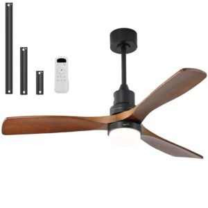 52 Inch Ceiling Fans With Lights, Solid Wood Indoor/Outdoor