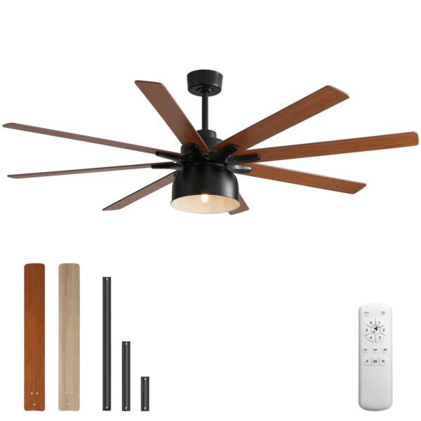 Ceiling Fans with Lights, 66 Inch Farmhouse Ceiling Fan with Light and Remote - Image 10