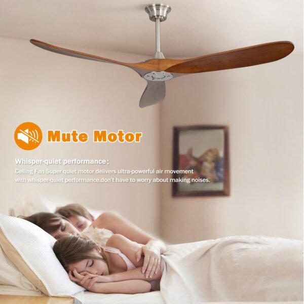 52 Inch Solid Wood Ceiling Fans With Lights, Low Profile Ceiling Fan with Light and Remote - Image 26