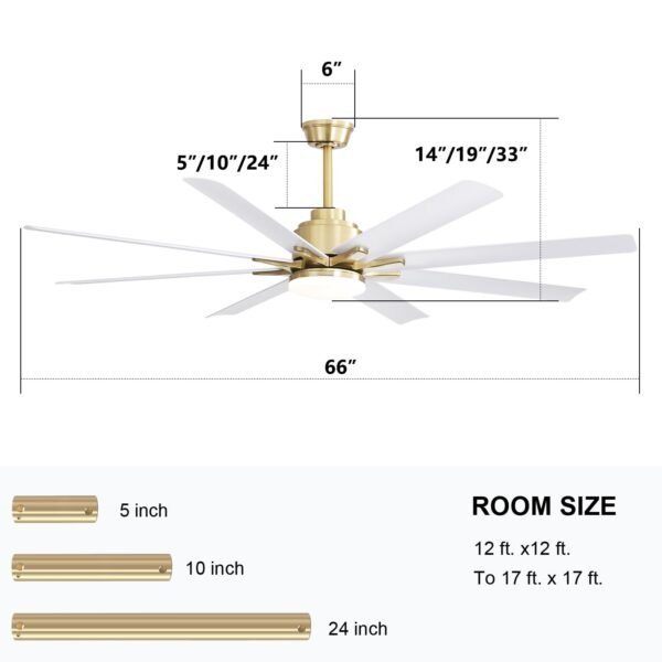 66 Inch Smart Ceiling Fans with Lights, Indoor/Outdoor Ceiling Fan with Light and Remote - Image 16