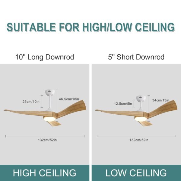 52 inch Ceiling Fans with Lights and Remote, Indoor/Outdoor Ceiling Fan with Light, Quiet DC Reversible - Image 6
