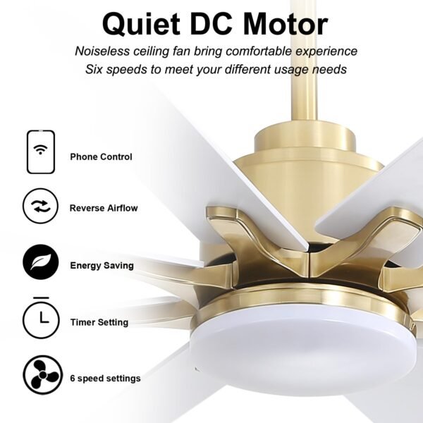 66 Inch Smart Ceiling Fans with Lights, Indoor/Outdoor Ceiling Fan with Light and Remote - Image 17