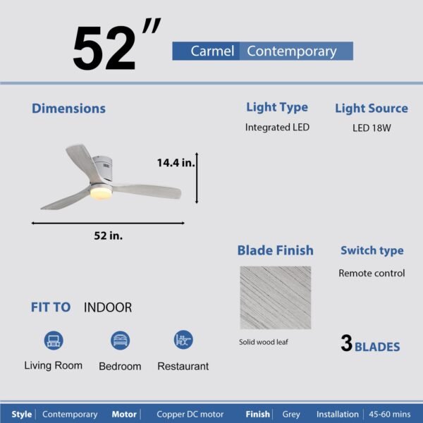 52 Inch Ceiling Fans With Lights, Solid Wood Indoor/Outdoor - Image 35