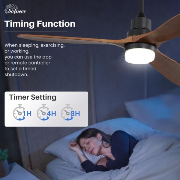 60" Ceiling Fan No Light, Smart Ceiling Fans Without Lights, Work with Alexa/Google, Reversible DC Motor, 6 Speed - Image 7