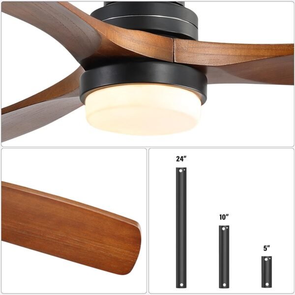 52 Inch Ceiling Fans With Lights, Solid Wood Indoor/Outdoor - Image 7