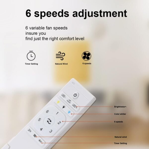 52 Inch Solid Wood Ceiling Fans With Lights, Low Profile Ceiling Fan with Light and Remote - Image 18