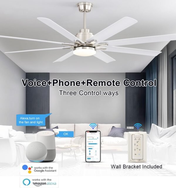 66 Inch Smart Ceiling Fans with Lights, Indoor/Outdoor Ceiling Fan with Light and Remote - Image 31