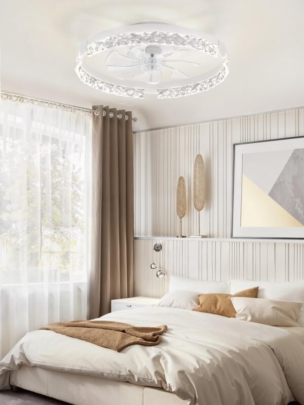 20 Inch Low Profile Ceiling Fans with Lights and Remote, Fandelier Ceiling Fan Flush Mount, 3000K-6000K Dimmable LED Fan Light - Image 29