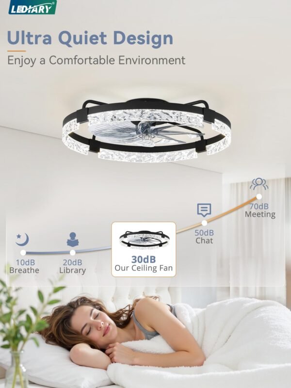 20 Inch Low Profile Ceiling Fans with Lights and Remote, Fandelier Ceiling Fan Flush Mount, 3000K-6000K Dimmable LED Fan Light - Image 48
