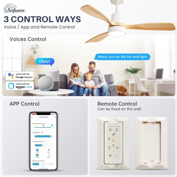 48 Inch Ceiling Fans with Lights, Smart Indoor/Outdoor Ceiling Fan with Light and Remote - Image 11
