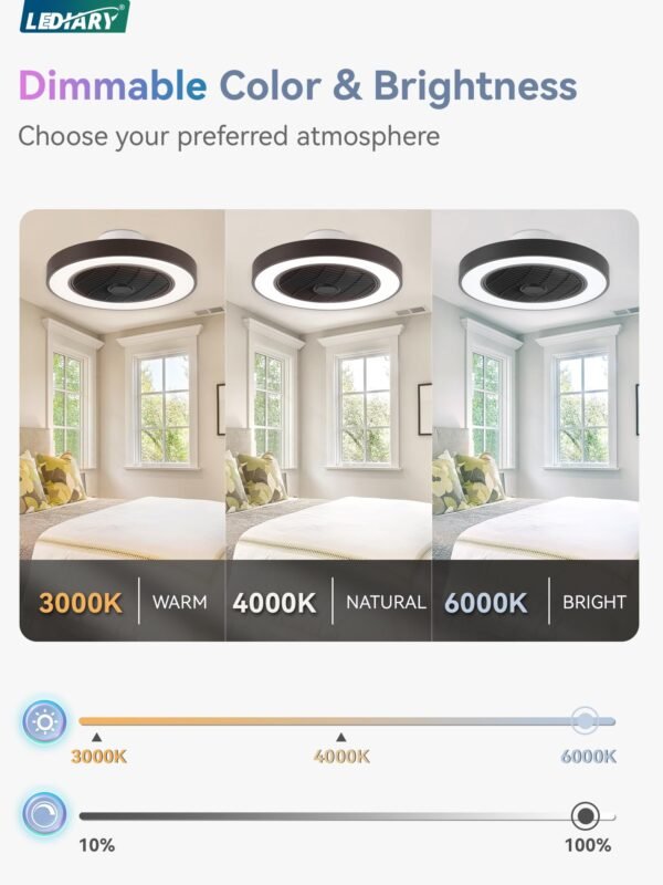 20 Inch Low Profile Ceiling Fan With Light, Led Bladeless Ceiling Fans - Image 38