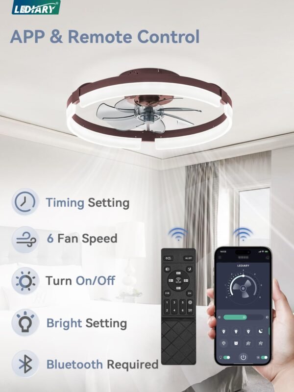 Ceiling Fans with Lights and Remote, 19.7 Inch Low Profile Ceiling Fan, 6 Speeds, Reversible - Image 12