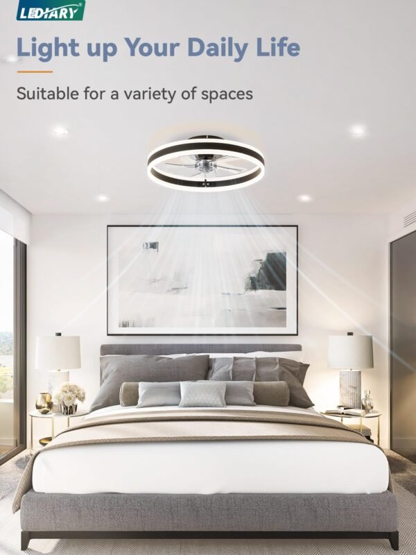 Low Profile Ceiling Fans with Lights, Flush Mount Modern Ceiling Fan and Remote Control - Image 7