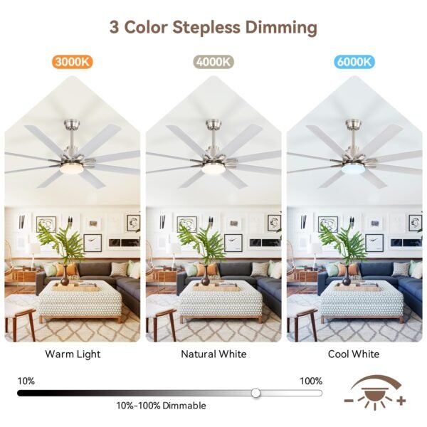 52 Inch Ceiling Fans with Lights, Smart Indoor/Outdoor Ceiling Fan With Remote - Image 23