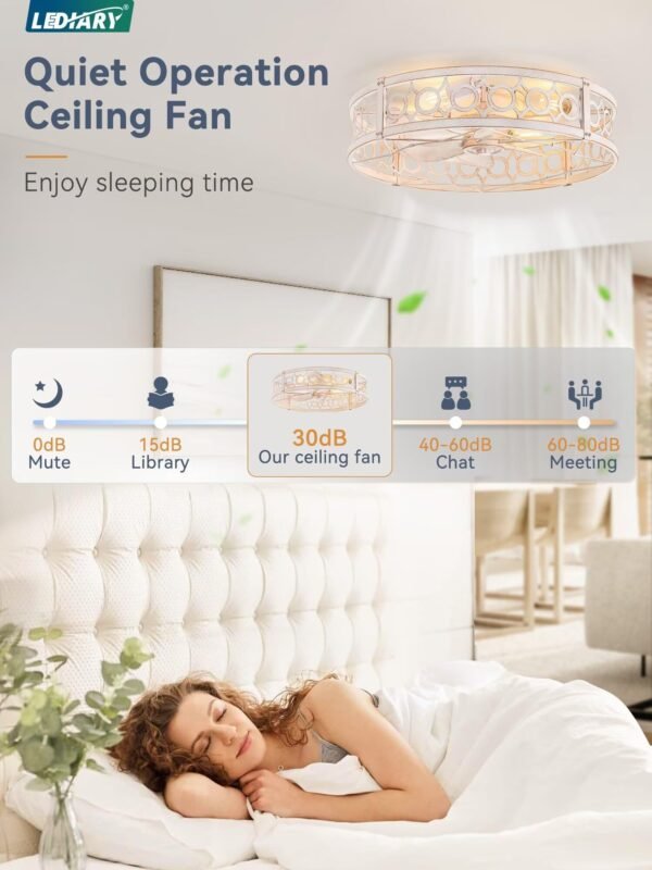 Caged Ceiling Fan with Light and Remote, 16in Small Low Profile Ceiling Fans with Lights - Image 23