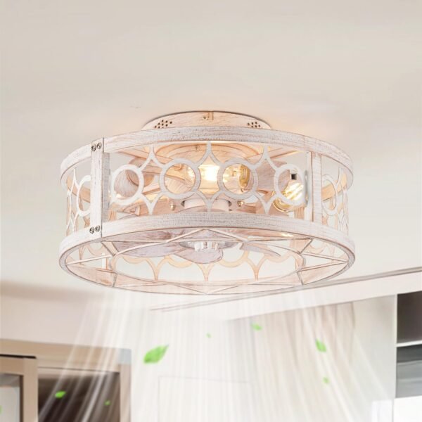 Caged Ceiling Fan with Light and Remote, 16in Small Low Profile Ceiling Fans with Lights - Image 50