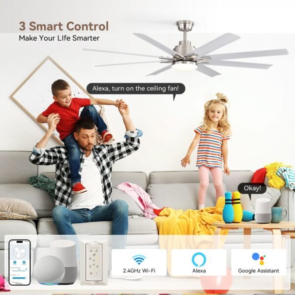 52 Inch Ceiling Fans with Lights, Smart Indoor/Outdoor Ceiling Fan With Remote - Image 21