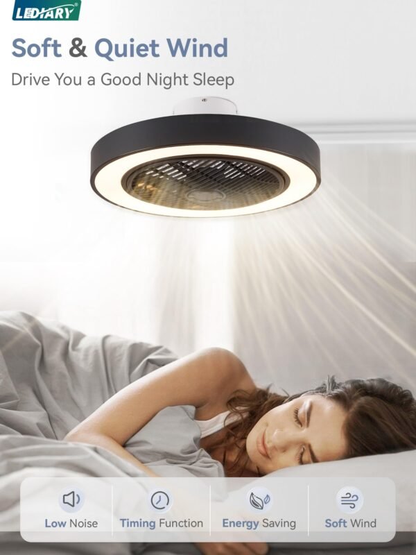 20 Inch Low Profile Ceiling Fan With Light, Led Bladeless Ceiling Fans - Image 53