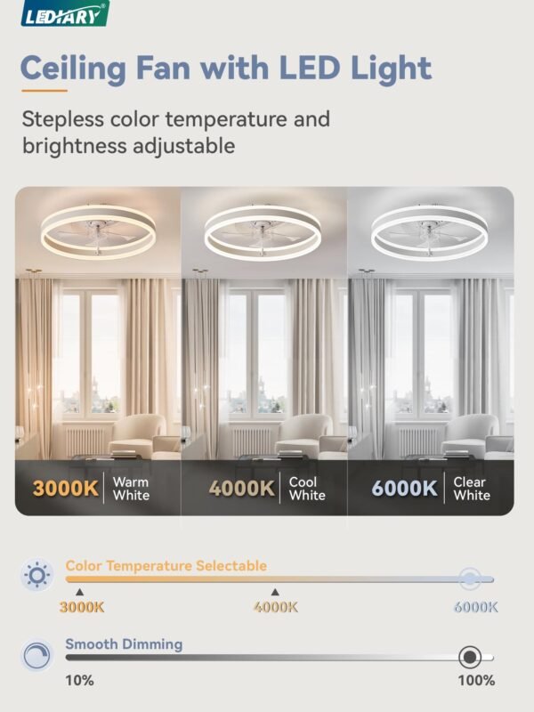 Low Profile Ceiling Fans with Lights, Flush Mount Modern Ceiling Fan and Remote Control - Image 17