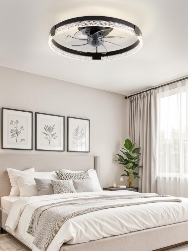 20 Inch Low Profile Ceiling Fans with Lights and Remote, Fandelier Ceiling Fan Flush Mount, 3000K-6000K Dimmable LED Fan Light - Image 22