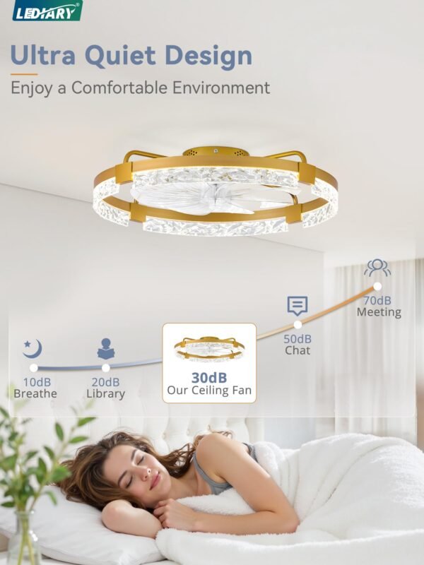20 Inch Low Profile Ceiling Fans with Lights and Remote, Fandelier Ceiling Fan Flush Mount, 3000K-6000K Dimmable LED Fan Light - Image 72
