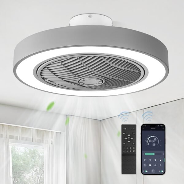20 Inch Low Profile Ceiling Fan With Light, Led Bladeless Ceiling Fans - Image 64