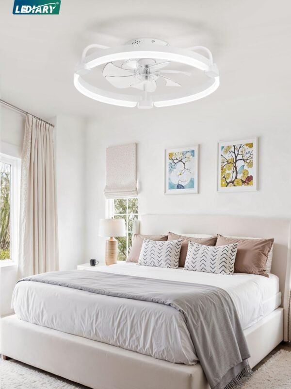 Ceiling Fans with Lights and Remote, 20'' Low Profile Ceiling Fan with Light, 3000-6000K Dimmable Fandelier LED Fan Light - Image 8
