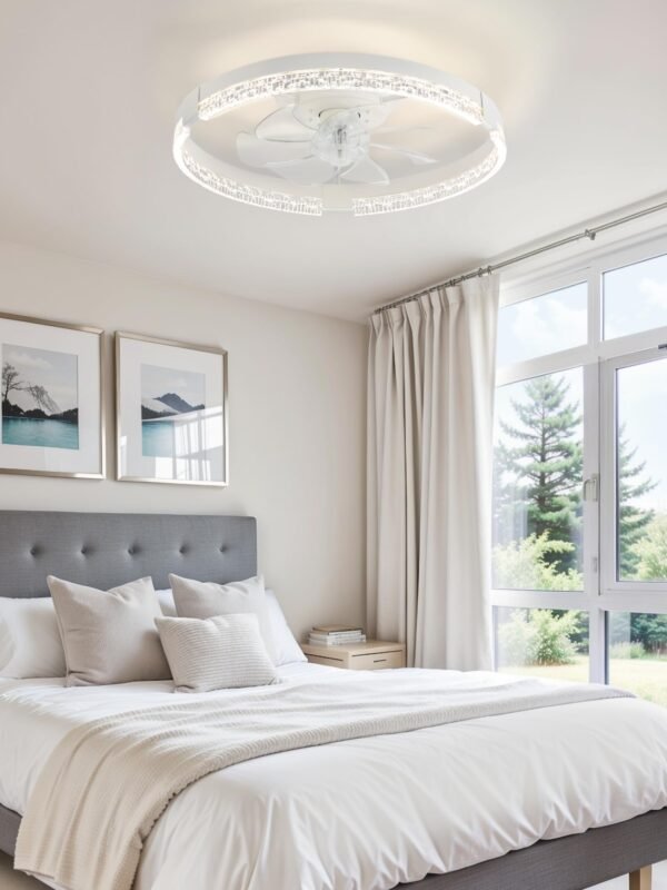 20 Inch Low Profile Ceiling Fans with Lights and Remote, Fandelier Ceiling Fan Flush Mount, 3000K-6000K Dimmable LED Fan Light - Image 68
