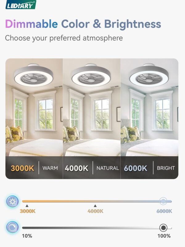 20 Inch Low Profile Ceiling Fan With Light, Led Bladeless Ceiling Fans - Image 24