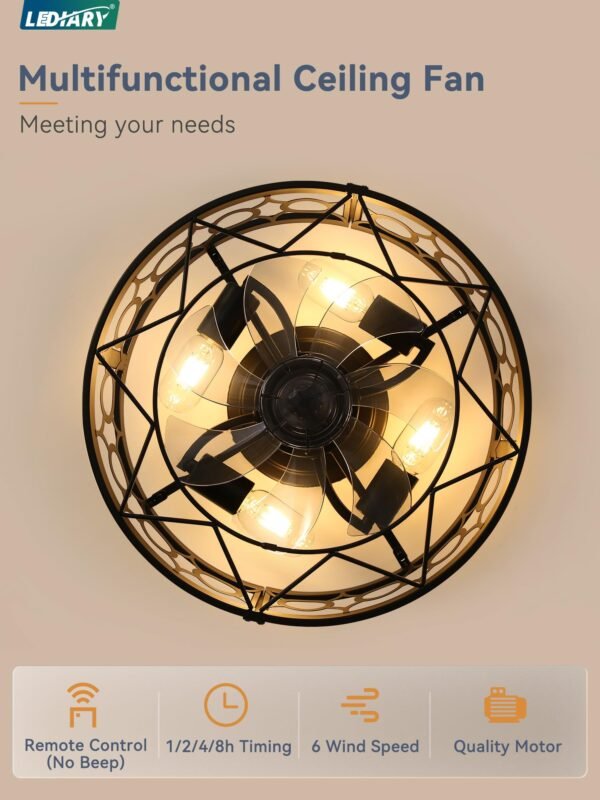 Caged Ceiling Fan with Light and Remote, 16in Small Low Profile Ceiling Fans with Lights - Image 39