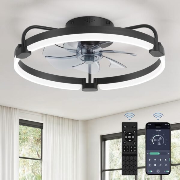 Ceiling Fans with Lights and Remote, 20'' Low Profile Ceiling Fan with Light, 3000-6000K Dimmable Fandelier LED Fan Light - Image 17
