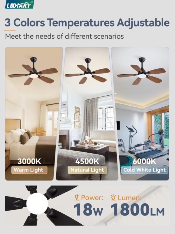 Ceiling Fans with Lights,42 inch Ceiling Fans with Lights and Remote,3CCT,6 Speeds,Reversible DC Motor - Image 11
