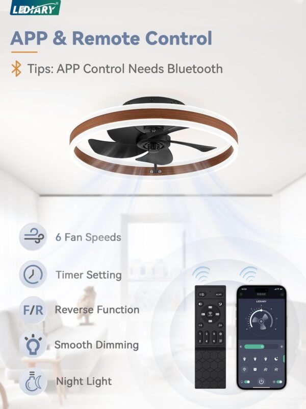 Low Profile Ceiling Fans with Lights, Flush Mount Modern Ceiling Fan and Remote Control - Image 11
