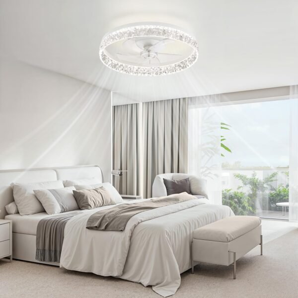 20" Modern Ceiling Fans with Lights and Remote, Dimmable Low Profile Ceiling Fan - Image 28