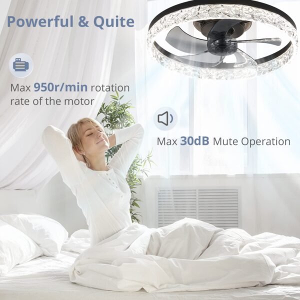 20" Modern Ceiling Fans with Lights and Remote, Dimmable Low Profile Ceiling Fan - Image 57