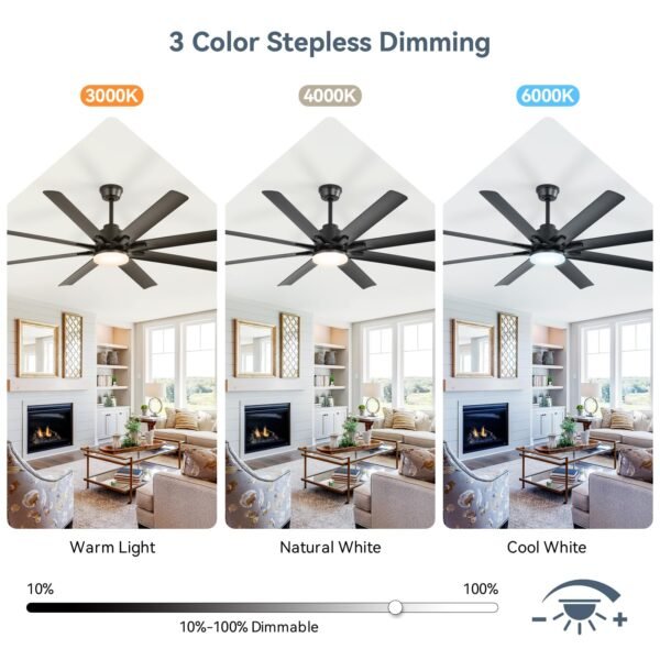 52 Inch Ceiling Fans with Lights, Smart Indoor/Outdoor Ceiling Fan With Remote - Image 6