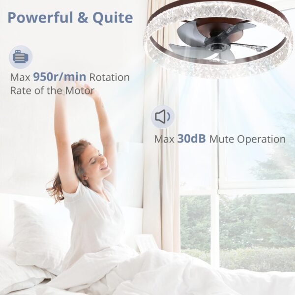 20" Modern Ceiling Fans with Lights and Remote, Dimmable Low Profile Ceiling Fan - Image 62