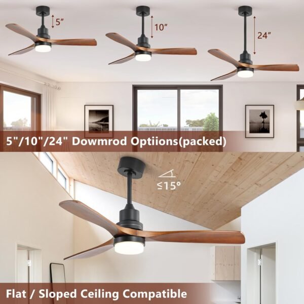 52 Inch Ceiling Fans With Lights, Solid Wood Indoor/Outdoor - Image 4