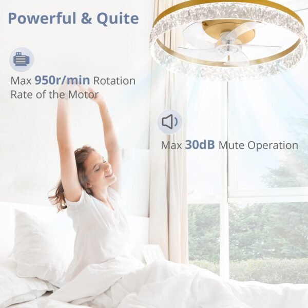 20" Modern Ceiling Fans with Lights and Remote, Dimmable Low Profile Ceiling Fan - Image 38