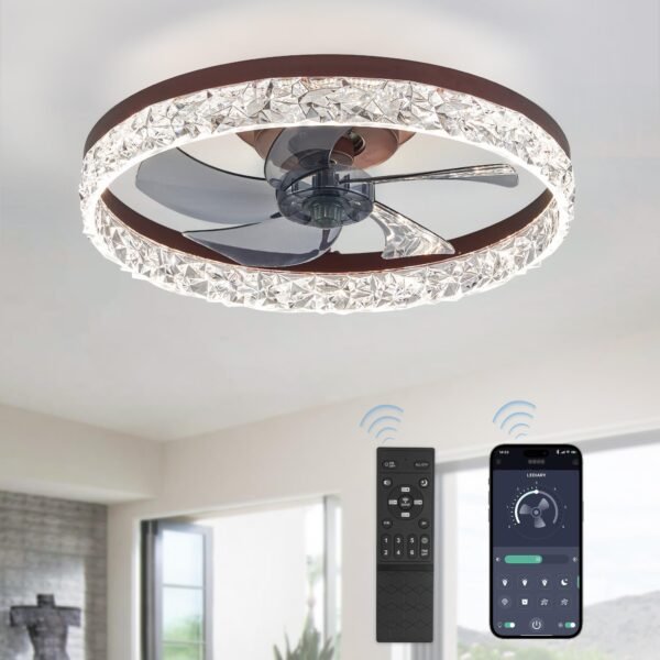 20" Modern Ceiling Fans with Lights and Remote, Dimmable Low Profile Ceiling Fan - Image 42