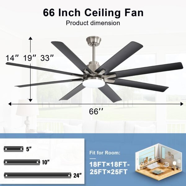 66 Inch Smart Ceiling Fans with Lights, Indoor/Outdoor Ceiling Fan with Light and Remote - Image 21