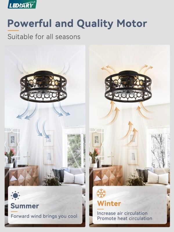 Caged Ceiling Fan with Light and Remote, 16in Small Low Profile Ceiling Fans with Lights - Image 38