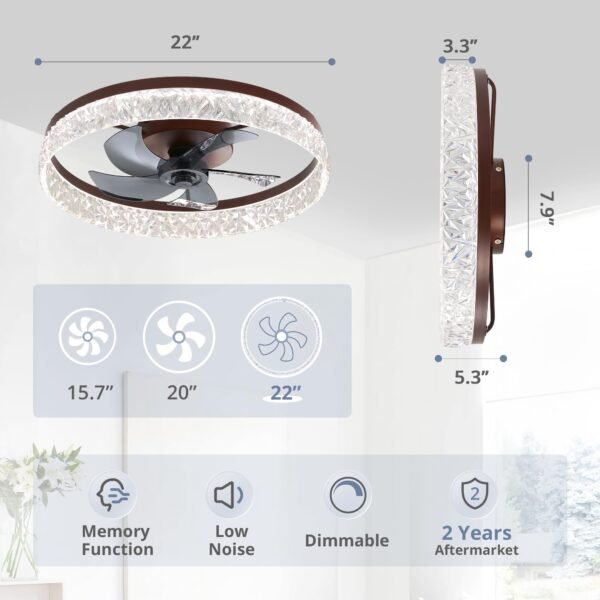 20" Modern Ceiling Fans with Lights and Remote, Dimmable Low Profile Ceiling Fan - Image 64
