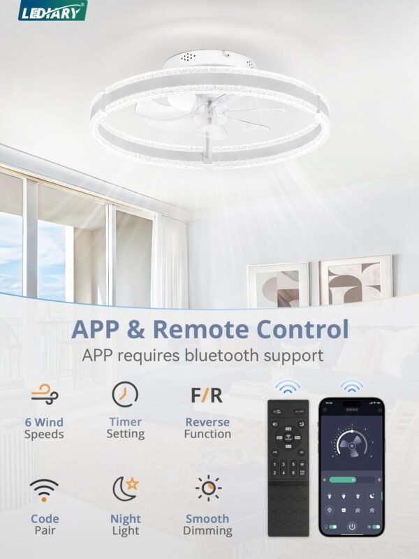 Ceiling Fans with Lights and Remote, 20'' Low Profile Ceiling Fan with Light, 3000-6000K Dimmable Fandelier Ceiling Fans - Image 10