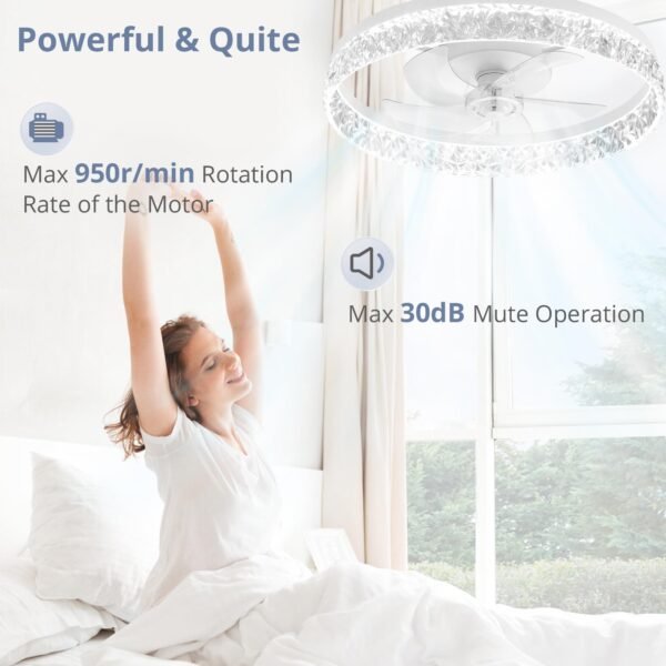 20" Modern Ceiling Fans with Lights and Remote, Dimmable Low Profile Ceiling Fan - Image 25