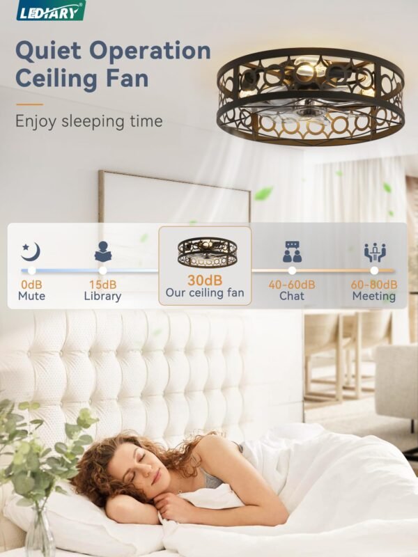 Caged Ceiling Fan with Light and Remote, 16in Small Low Profile Ceiling Fans with Lights - Image 30